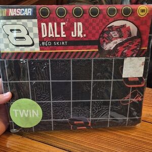 Nascar Dale Jr. TWIN Black and Red Bed Skirt